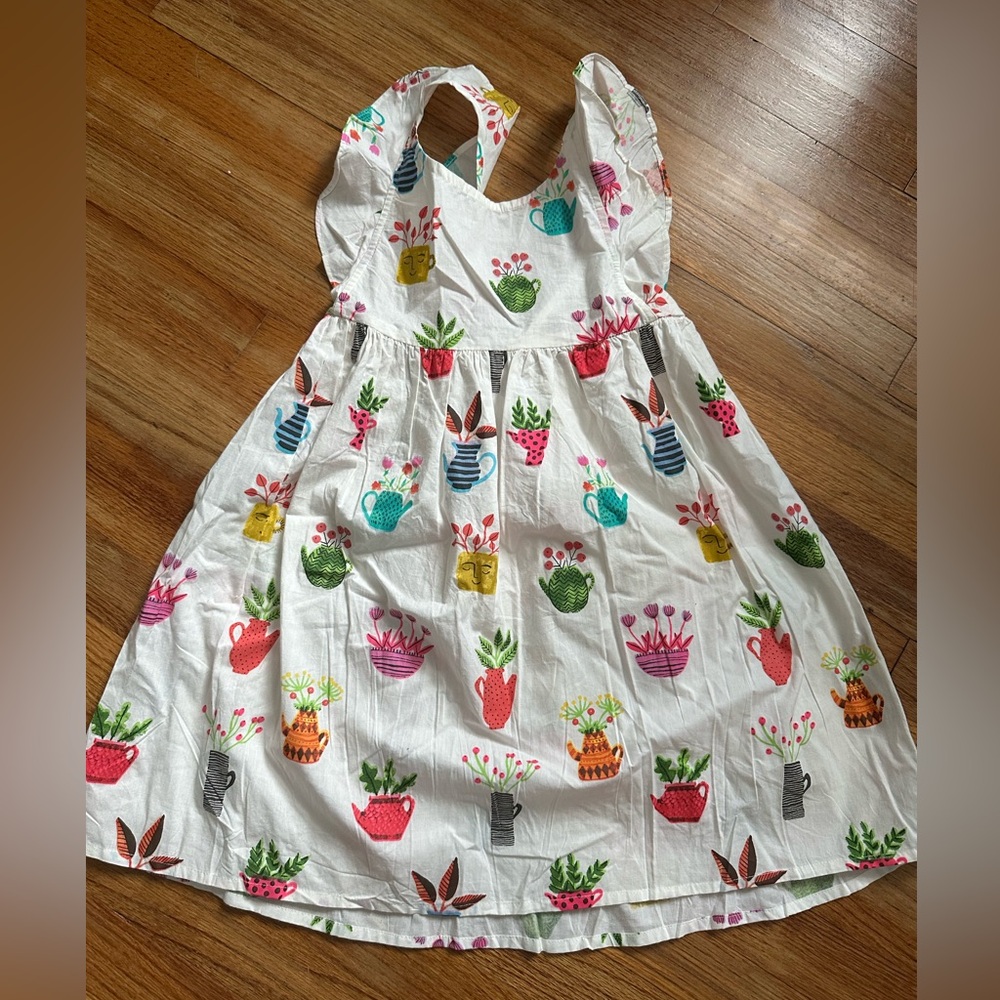 100% cotton sleeveless succulent / plant sundress | girls 8